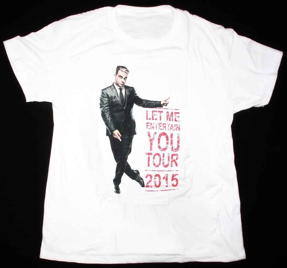 Редкая футболка ROBBIE WILLIAMS LET ME ENTERTAIN YOU TOUR 2015 Рождественский Подарок 1CM225 Унисекс Футболка M