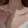925 Sterling Silver Lucky Square Necklace - Trendy High-End Clavicle Chain Pendant for Women