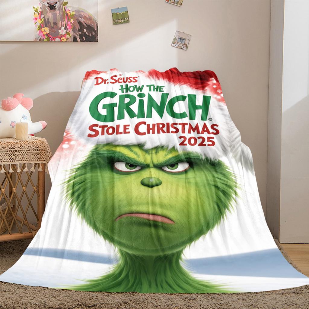 Christmas Gift Comedy Movie How the Grinch Stole Christmas Blanket Home Warming, Four Season Bed Decoration Sofa Cover Flannel Throwing Blanket K13