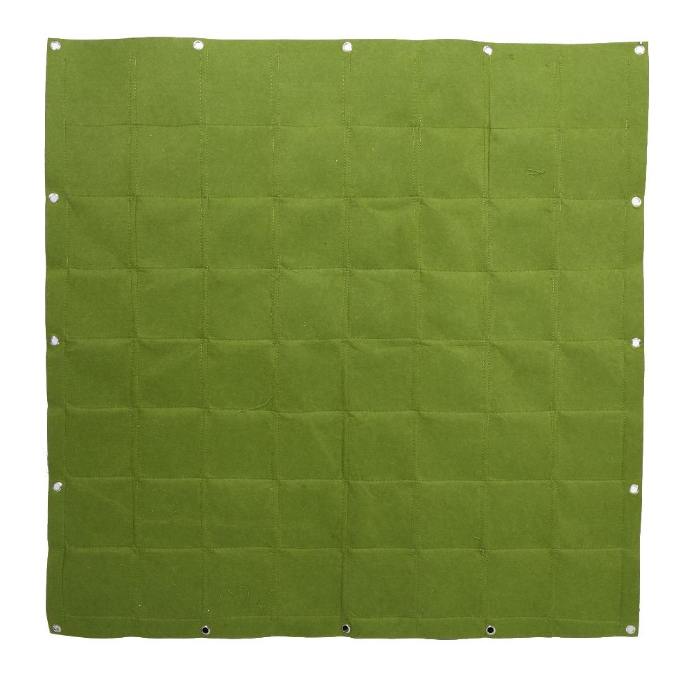 64 Pockets Vertical Outdoor Garden Felt Plants Flower Growing Bag Wall Hanging Planter (Green)