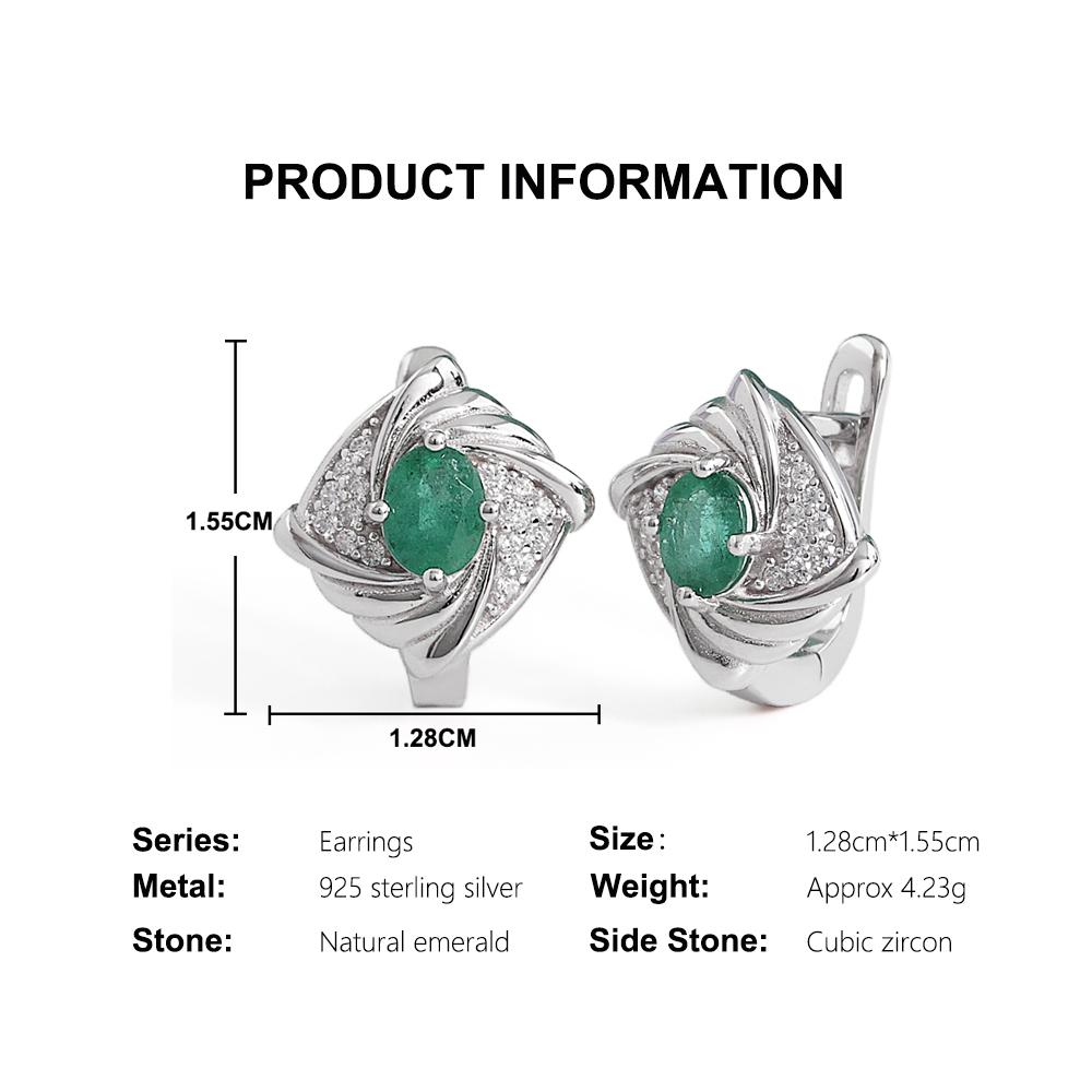 Elegant Design 925 Sterling Silver Earrings Natural Oval 4*5mm emerald Real Gemstone Women Fine Jewelry for mom's festival gifts