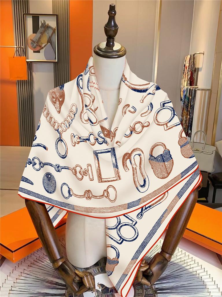 Women'S Stylish Faux Silk Wool Scarf 130X130Cm Elegant Large Warm Gift Ladies Office Party Christmas Celebrations