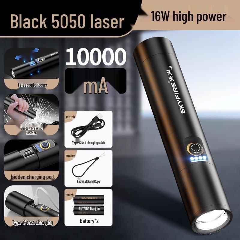 Rechargeable Tactical Flashlight - Super Bright Long-Range Spotlight with Extended Battery Life, Portable for Outdoor and Home Use.
