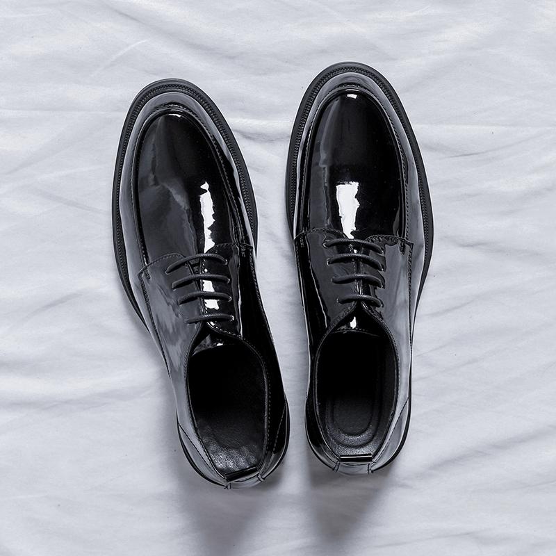 Business Formal Patent Leather Shoes Men 2024 Spring Men Shoes Low-top Solid Wedding Shoes Black Fashion Oxford Office Shoes