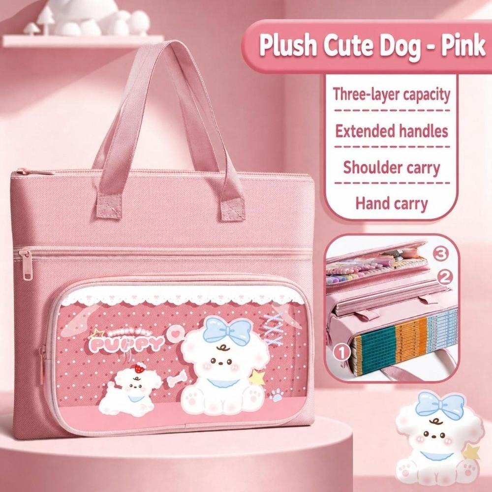Portable Clear TPU Tote School Bag 3-Layer Large Capacity Waterproof Document Book Bag Art Handbag School Supplies