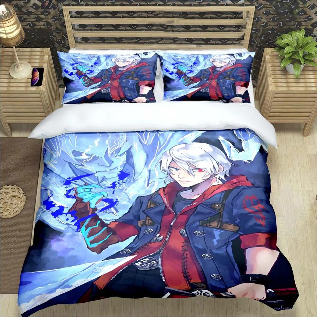 3pcs D-Devil May Cry Game Bedding Set Duvet Cover Pillowcase Kids Adult Bedroom Decoration Single/Double/Queen Large Size Gift