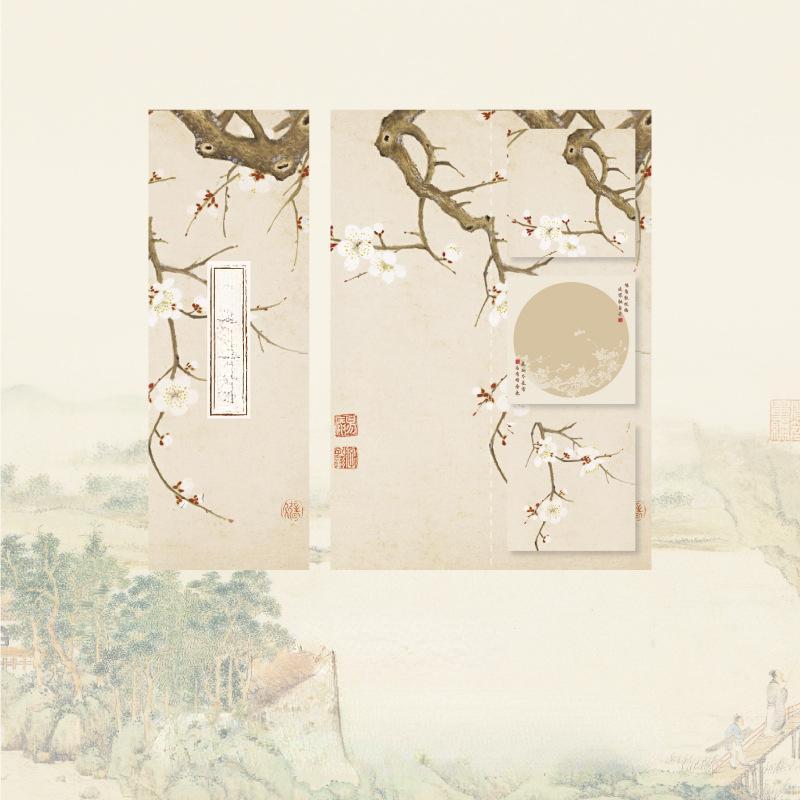 Bloc de notițe în stil chinezesc retro de 60 de coli Vintage peisaj Scenarii Personaje Scrapbooking Bloc de notițe Încântător de note lipicioase Student