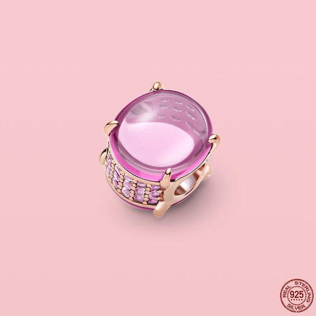 Ciondolo in Argento Sterling 925 Cuore Rosa Fiore Palloncino Infinito Amore Charm Perla Fai da Te Adatto Bracciale Moda Originale Gioielli Donna