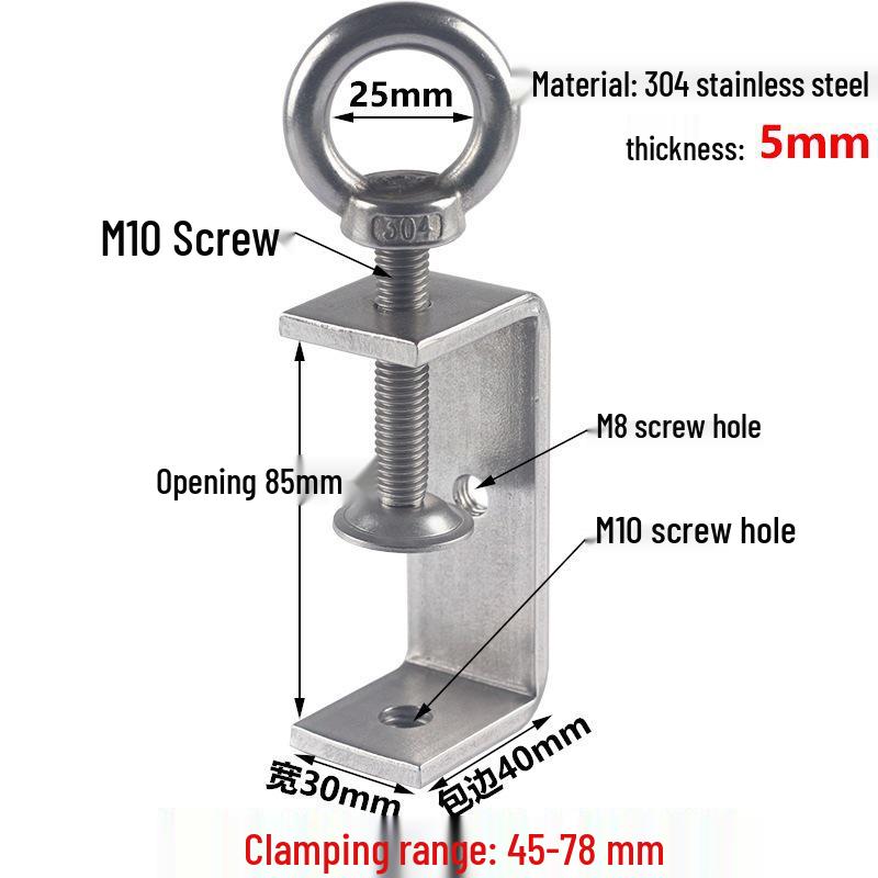 304 Stainless Steel Tiger C-Clamp U-Shaped Fixture with Hand-Tightened Eyebolt