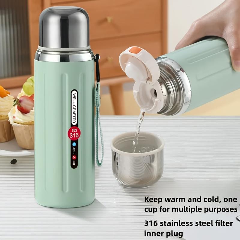 1pc Double-Wall Vacuum Cup - Stainless Steel Reusable Insulated Water Bottle with Flip-Top Lid for Outdoor Gym Camping Office