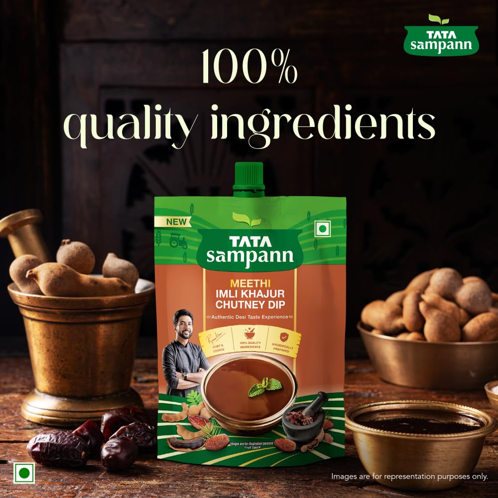 Tata Sampann Meethi Imli Khajur Chutney Dip 200 g Sweet Tangy Date Tamarind Sauce For Snacks And Chaats Everyday