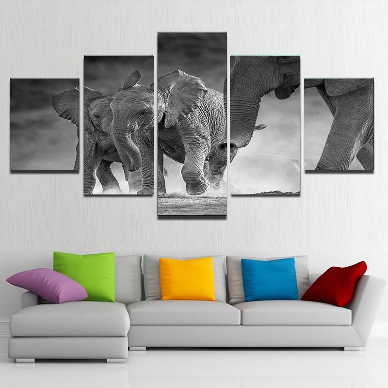 

5 шт. черно-белый африканский слон животное холст картины постеры и принты настенные панно Cuadros домашний декор без рамки 20x35cm*2 20x45cm*2 20x55cm*1