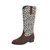 Fashion Women's Fashionable Leopard Print Suede Mid-tube Boots New European Temperament Outdoor Boots Beautiful Commuter Large-size Boot