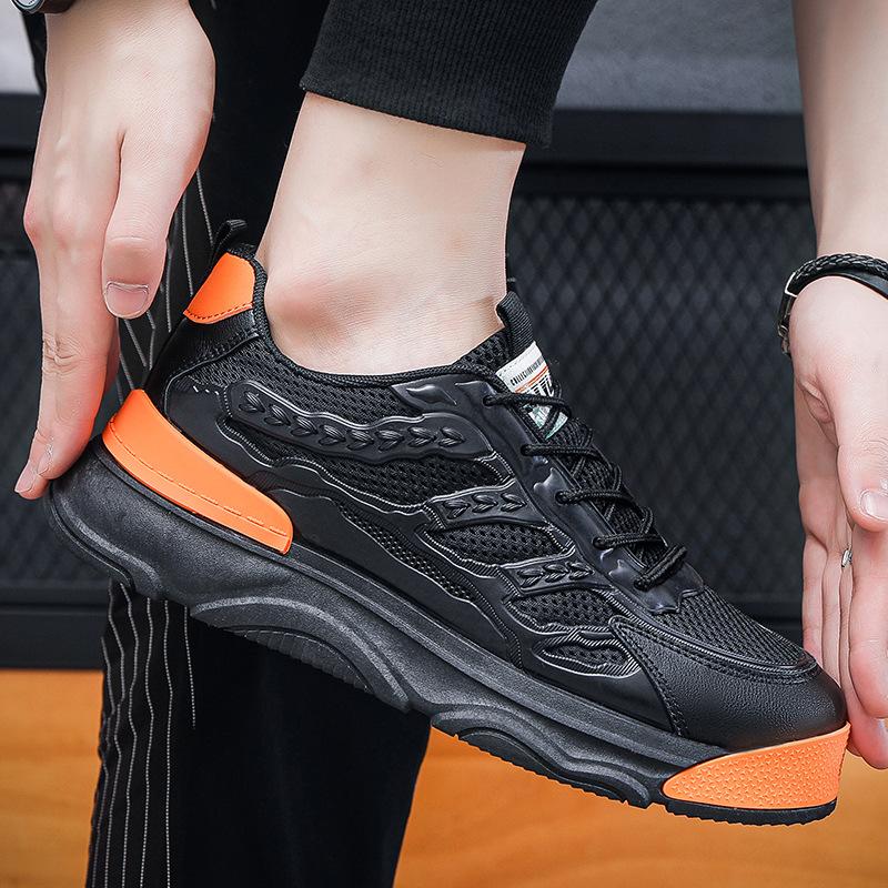 Shoes Men's Summer New Thick Baseplate Shoes Breathable Deodorant Mesh Board Shoes Versatile