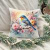 1Pc Spring Robin Bird & Floral Printed Throw Pillow Cover,Suitable For Sofa,Bedroom,Living Room,Easily Create A Fresh Atmosphere