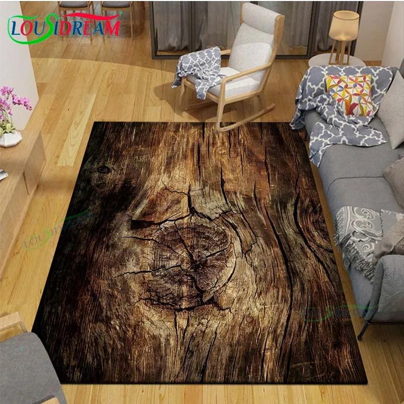 Classical Wood Grain Decor Carpet for Outdoor Balcony Garden Coffee Table Bedroom Area Rugs Kitchen Un-slip Floor Mat Alfombra