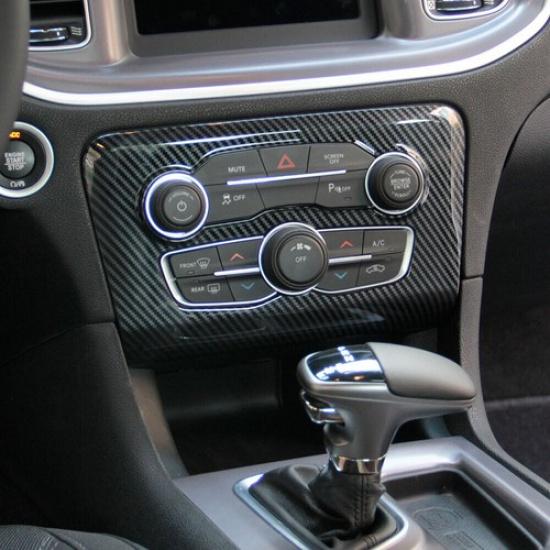 Carbon Fiber interior Central Control A/C Panel Cover Trim For Dodge Charger
