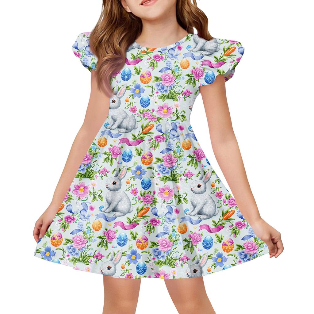 Sommer-Prinzessinenkleid für Mädchen - A-Linien-T-Shirt-Kleid Ostertag