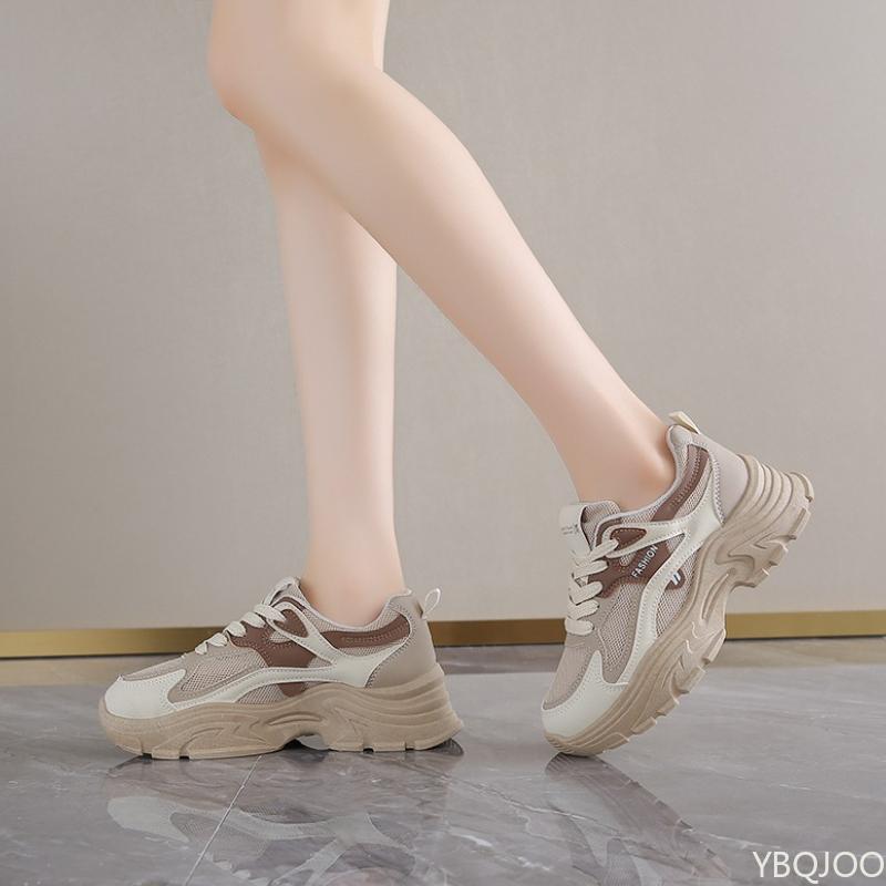 New autumn versatile women's shoes thick sole increased height ultra light durable breathable sports mesh shoes for women