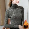 Turtleneck Lace Base Shirt for Women New Women's Sexy Perspective Crochet Inner Waist Top