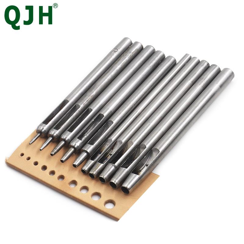 10pc/set DIY Round Hole Cutting Tool, Leather Grooving Tool, Manual Punching Tools, Leather Belt & Shoulder Strap Circle Puncher