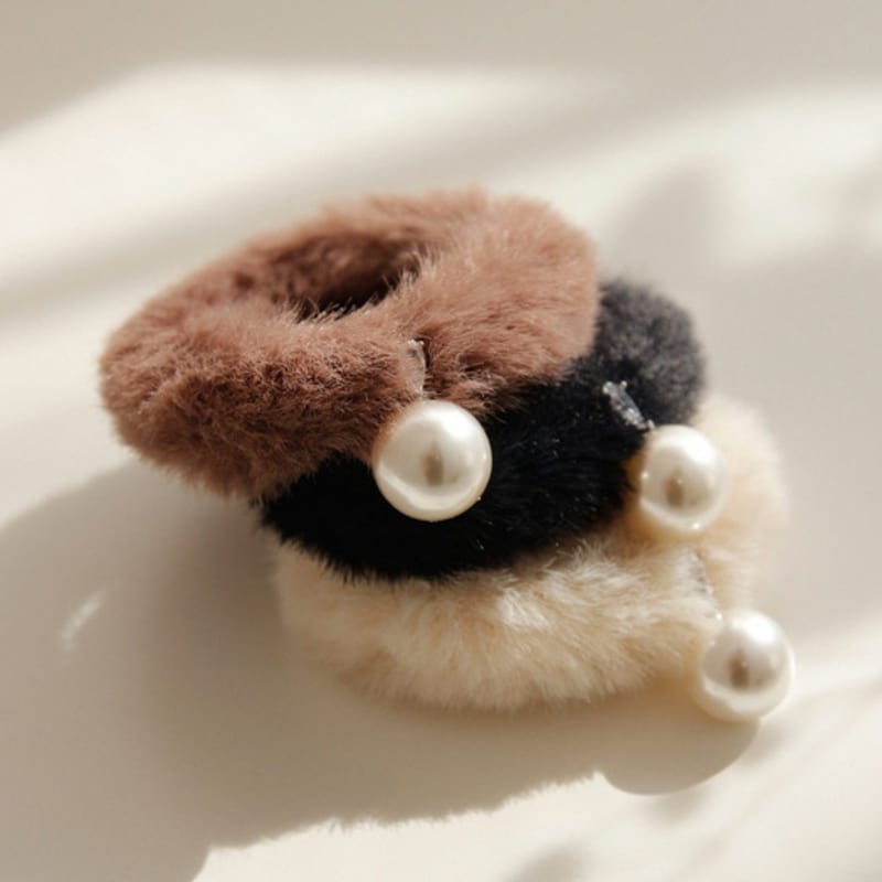 J.Lauren Fur Hair Tie Pearl Hair Chou Chou H01092