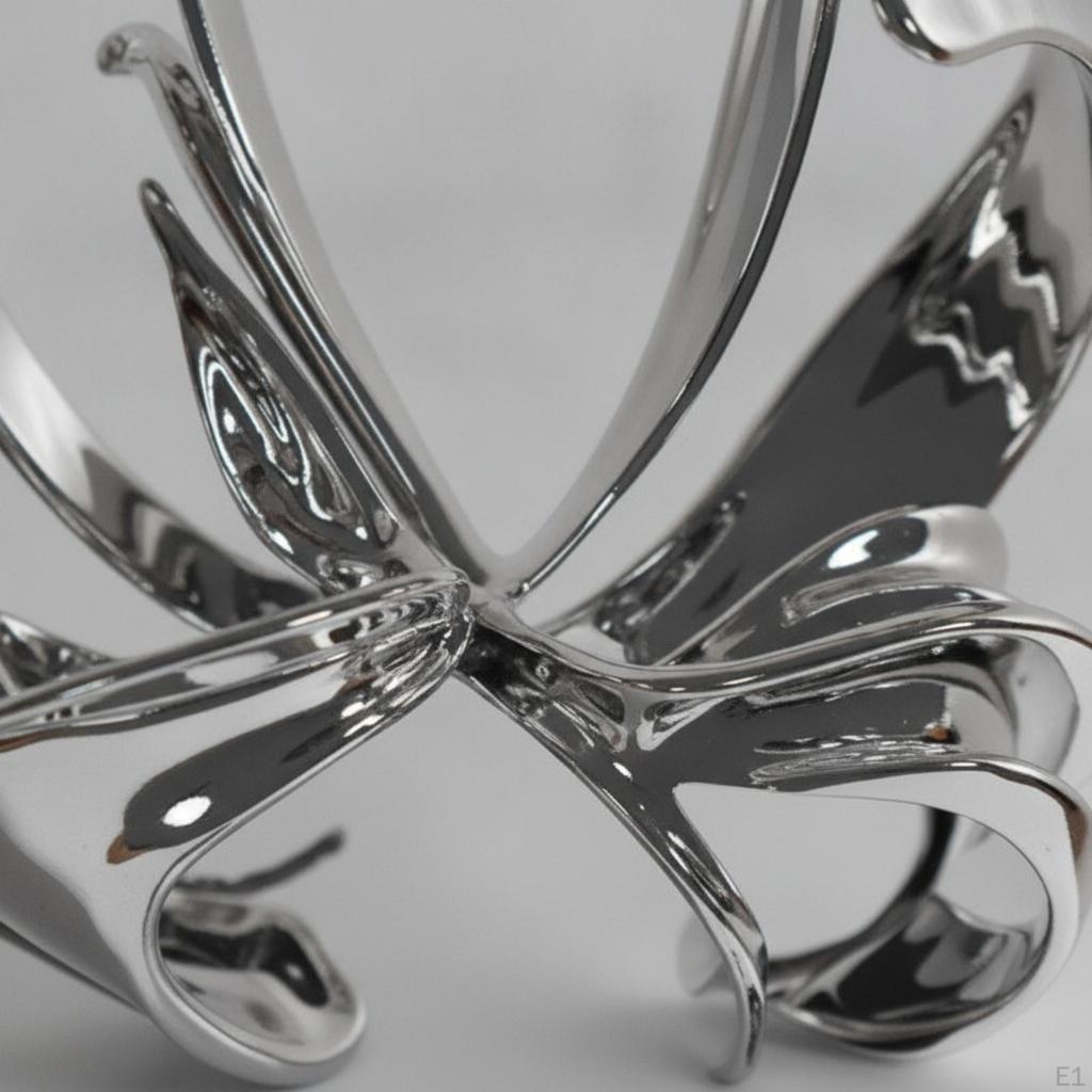 Butterfly Sculpture Silver Alloy Art Piece Decor Reflective Ornament for Homeowners,