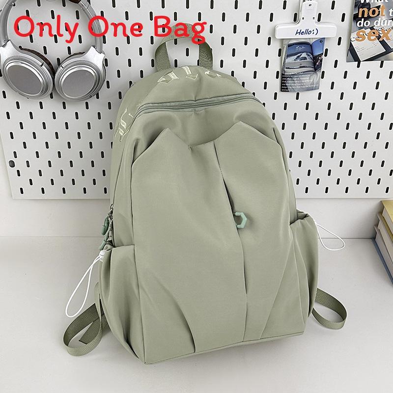 Nylon Girls Backpack With Letter Embroidery And Curved Shoulder Straps For School And Travel