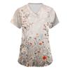 Women's Fashion Printed  Short Sleeve Care Workwear With Double Pockets Top