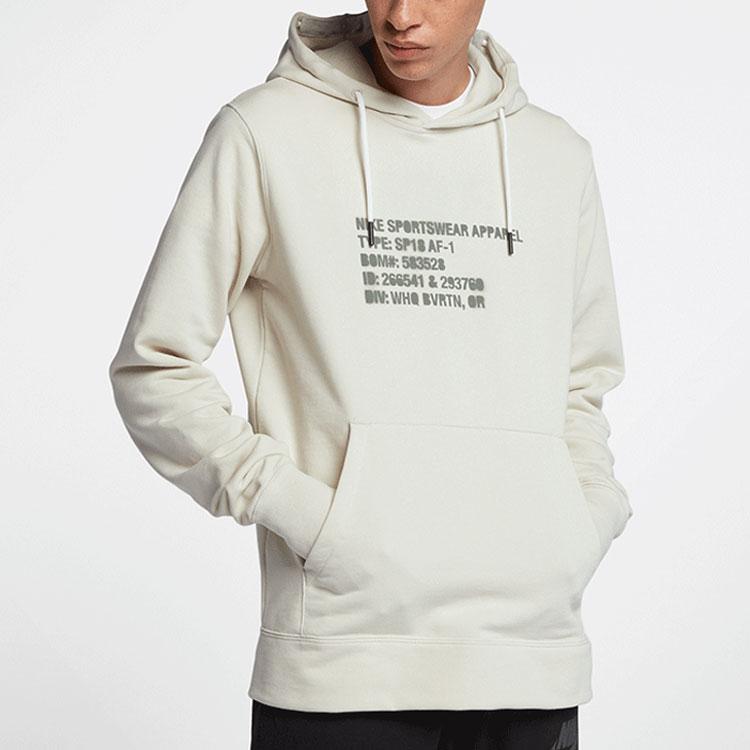 Nike Alphabet Print Drawstring Hoodie With Long Sleeves Men Tops White AH2021-072