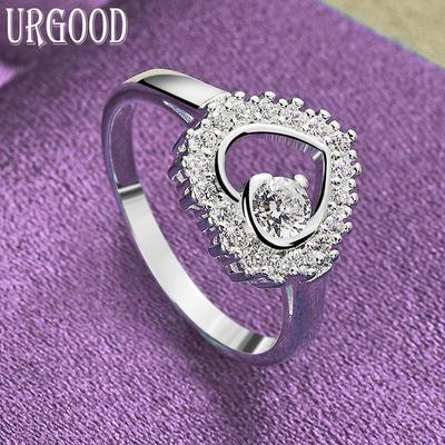 925 Sterling Silver Romantic AAA Zircon Heart Ring Gift Fashion Jewelry