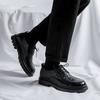 Men's round head leather shoes Korean version trend lace-up casual shoes formal business men's shoes youth wedding shoes 5692-R