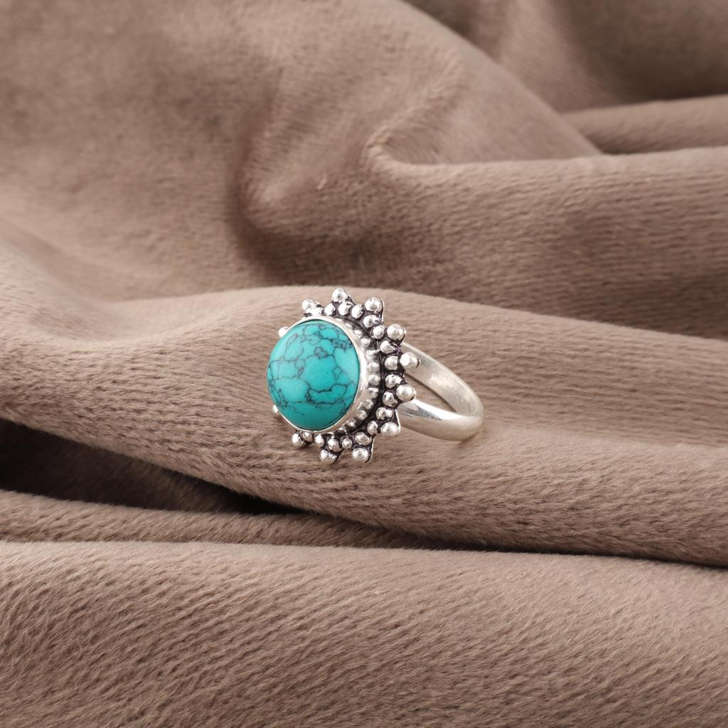 Magnesite Turquoise Gemstone Jewelry, 925 Solid Sterling Silver Ring, Handmade Silver Ring For Wedding Gift