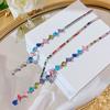 Star Full Colored Candy Bracelet Female, Luxury High-End Splicing Y-Shaped Neck Chain, Thin Colored Gem Necklace