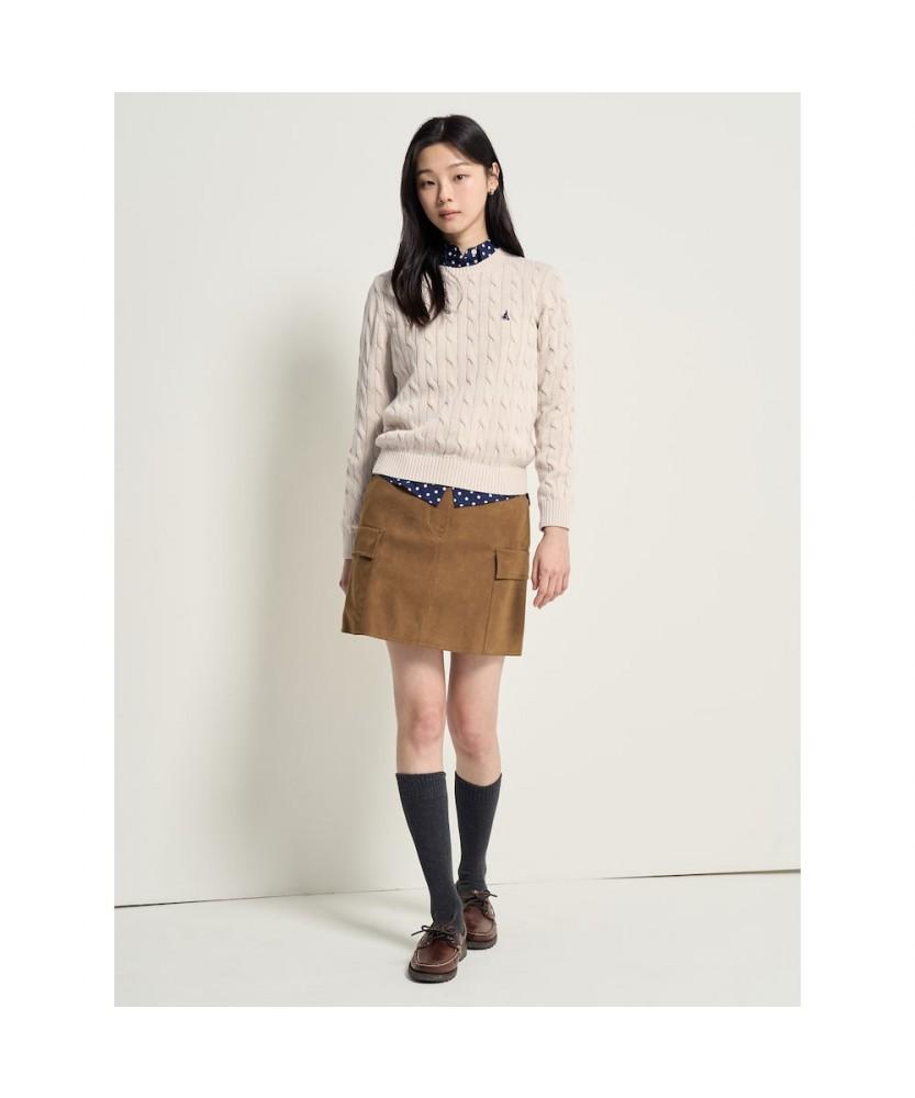 Binpolmen Unisex Cotton Cable Knit Ivory