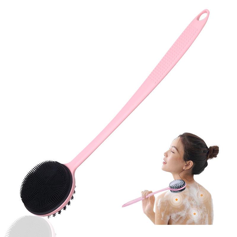 Double-Sided Silicone Bath Brush with Soft Bristles & Long Handle