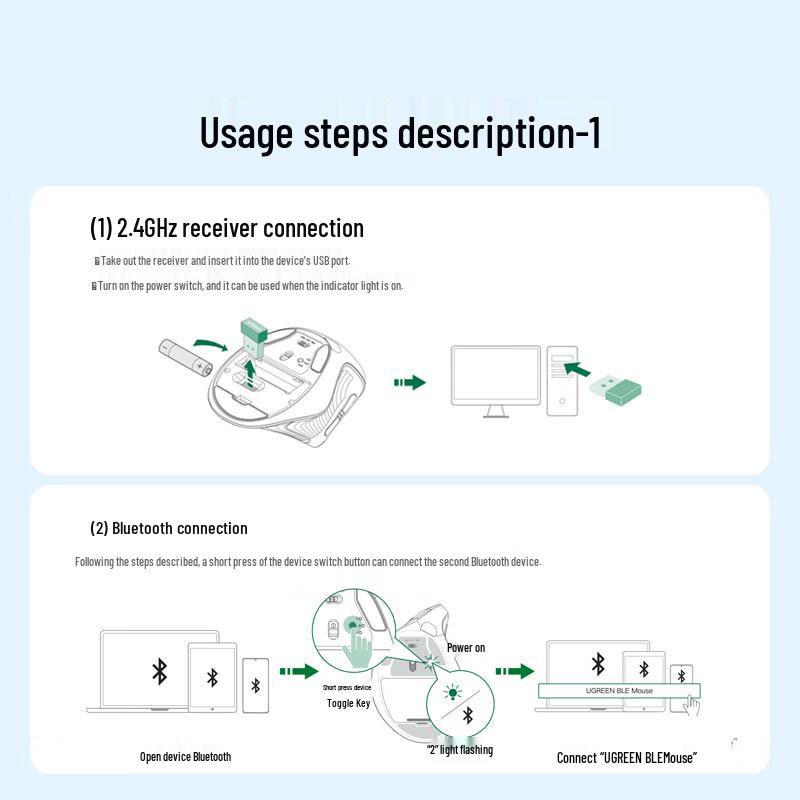 Ugreen Ergonomic Vertical Dual Mode Wireless Mouse