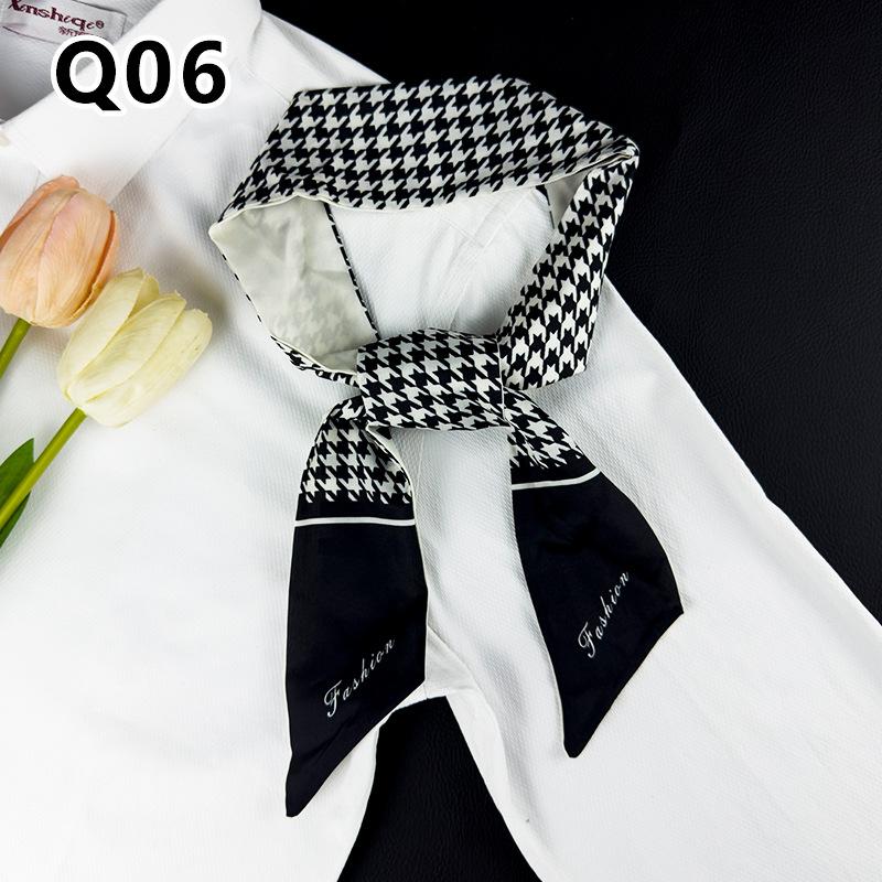 New Long Versatile Silk Scarf Tied Hair Band Bow Letter Floral Streamer Tied Bag Gift Small Silk Scarf