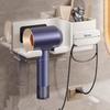 Gray Hair Dryer Holder Bathroom Shelf Dryer Cradle Black Shelves Shower Hairdryer Organizer Box Toilet Blower Holder Shelf