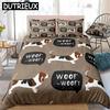 Dog Bedding Set Basset Hound Dog Duvet Cover Set Brown Dot Pet Comoforter Cover Cartoon Animal Bedding