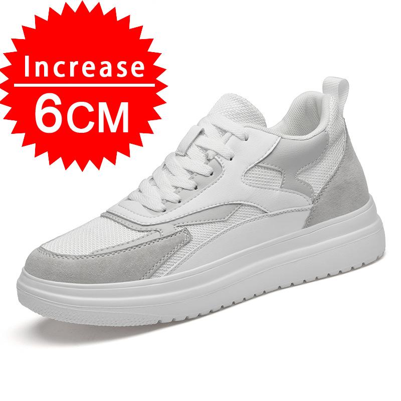 Neue Herren Trendige Leder Sneaker Erhöhungsschuhe Unsichtbar Atmungsaktiv Höhensteigernde Schuhe 8cm 10cm Lässige Mode Leichte Sneaker