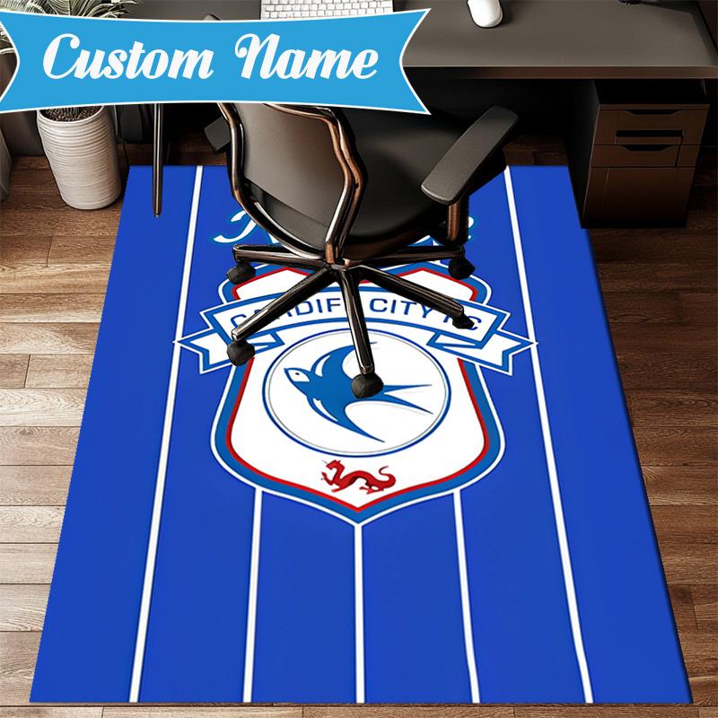 Custom Name Cardiff FC Crest Rug Game Carpet, Floor Mat for Bedroom Living Room Entryway Rug, Home Decor Idea Gift for Christmas Birthday