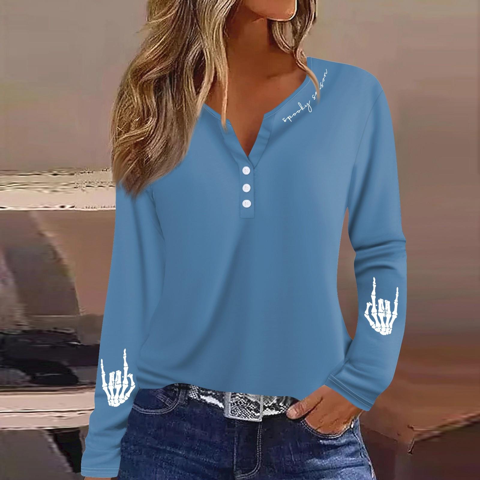 

Women s T Shirt Tee Button Floral Print Long Sleeve Daily Weekend Fashion Basic V-Neck Regular Top M