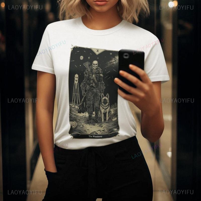 The Wanderer Tarot Card Shirt TV Show Tee Perfect Gift for Video Game Fans Women Clothes Vintage Women Clothes Cotton Tee Tops