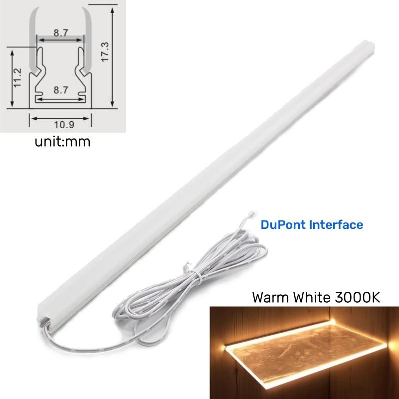 Glass Shelf LED Cabinet Layer Lamp Aluminum Profile Recessed Splint Panel Edge Backlight Wardrobe Book Invisible Bar Strip Light