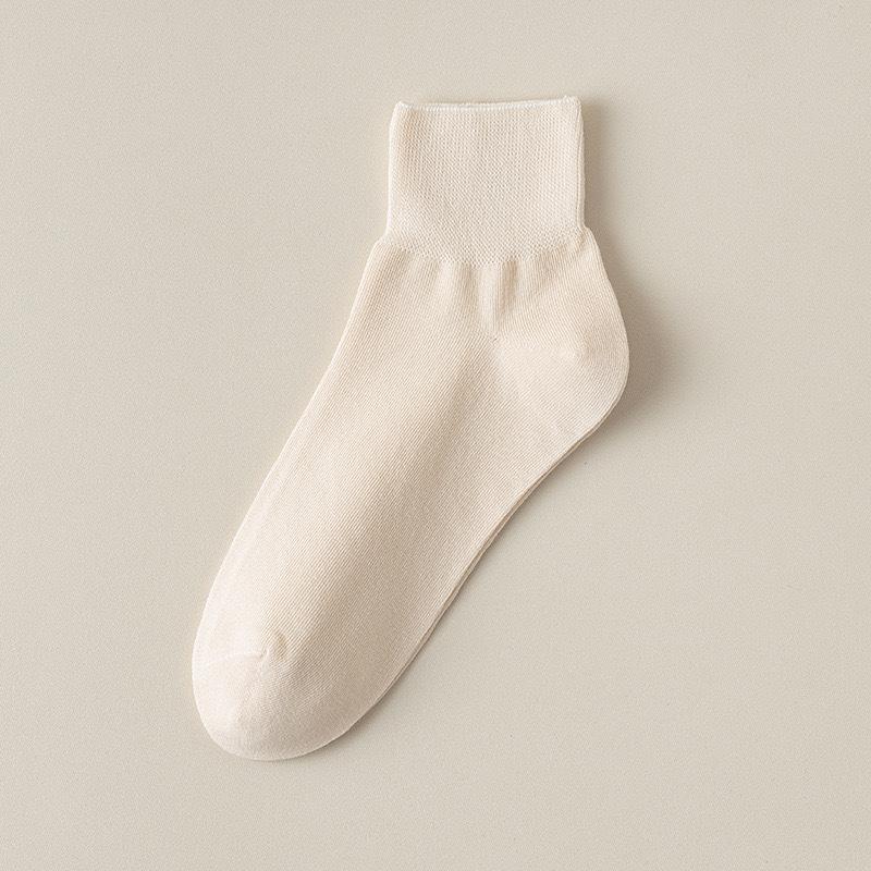 Female Spring and Summer Thin Pure Color All Go Boneless Simple Tube Moon Socks