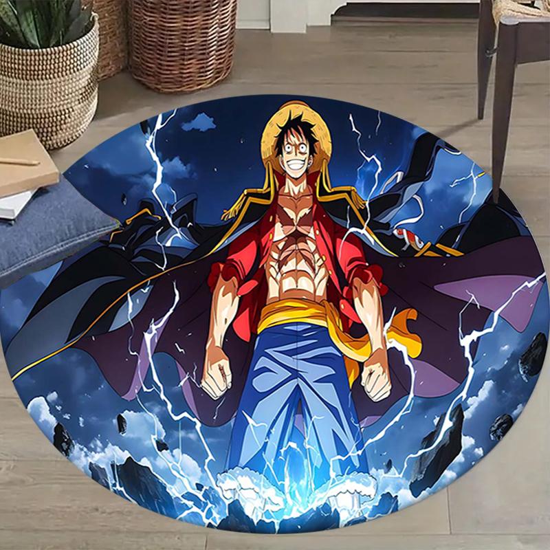 1Pc Powerful Storm Hero Flannel Round Rug Soft Non Slip Circular Office Carpet Floor Mat Bedroom Living Room Xmas Gift S1712