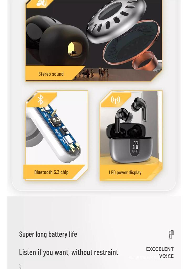 2026 High-Quality Noise-Cancelling Bluetooth Earbuds with Long Battery Life & Display, Compatible with Huawei, Apple, Xiaomi