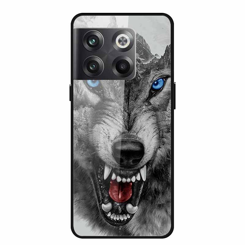 For Oneplus 10 pro Case Luxury Hard Tempered Glass Cover for OnePlus 10 Pro TPU Bumper Phone Case Cool Animals Pattern Cover -OnePlus 10 Pro