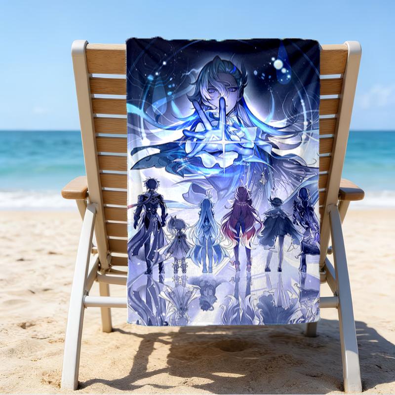 Proof Beach Towel with a Genshin Impact Navelette Pattern - Soft,absorbent,quick-drying,machine Washable - Perfect for Swimming,camping,bathing